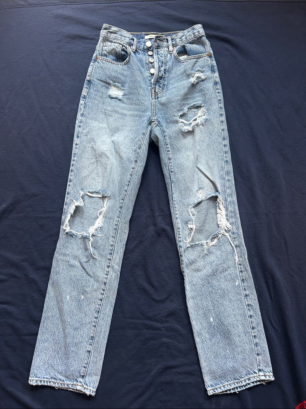 Pacsun Classic High-Rise Distressed Women’s Dad Jean - Light Blue